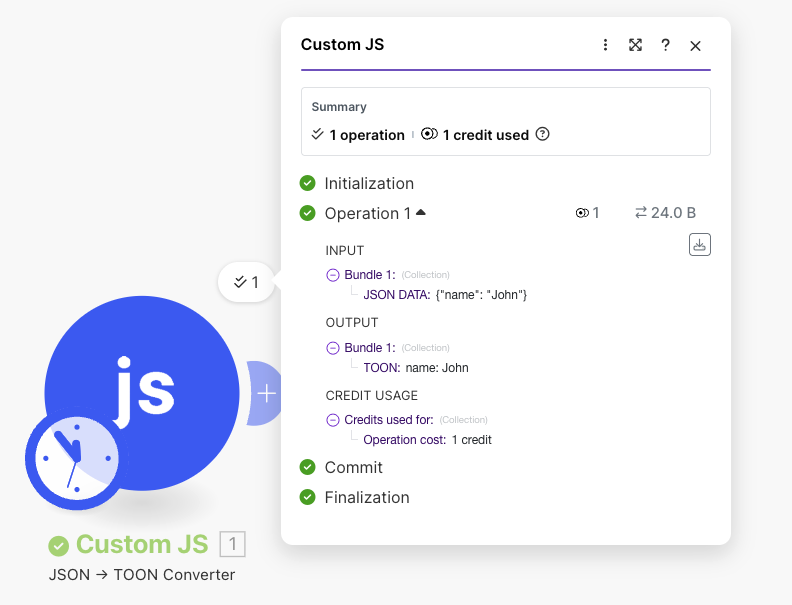 JSON to TOON Converter in Make